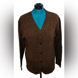 MERONA 100% LAMBS WOOL BUTTON DOWN CARDIGAN LONG SLEEVE POCKETED SWEATER BROWN